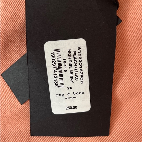 NWT Rag & Bone Peach/Lilac  High Rise Skinny Jeans - Picture 5 of 12